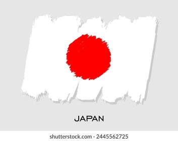 Diseño de pinceladas de bandera de Japón. Bandera nacional de Japón.