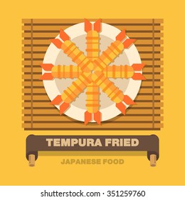 Japan's national dishes,Tempura Fried - Vector flat design art