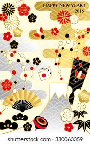 Japan's New Year's card that has been decorated with traditional motifs