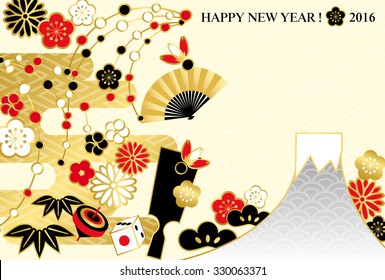 Japan's New Year's card that has been decorated with traditional motifs