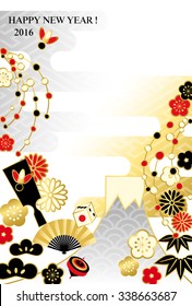Japan's New Year's card that has been decorated with traditional motifs
