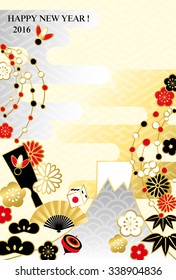 Japan's New Year's card that has been decorated with traditional motifs