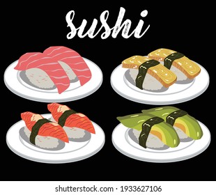 
Japan's representative food sushi illustration file.
