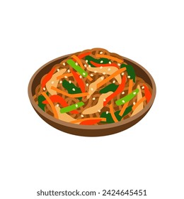 Japchae Korean food vector illustration