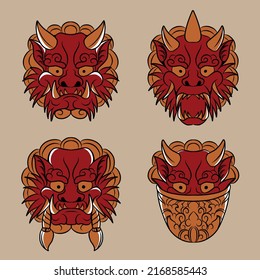 ilustración vectorial de máscara japonesa hecha especialmente para necesidades publicitarias, etc.