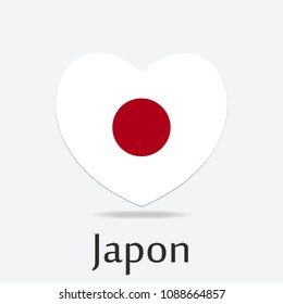 Japon Flag in Heart Shape