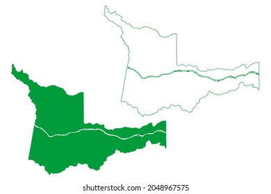 Japura municipality (Amazonas state, Municipalities of Brazil, Federative Republic of Brazil) map vector illustration, scribble sketch Japura map