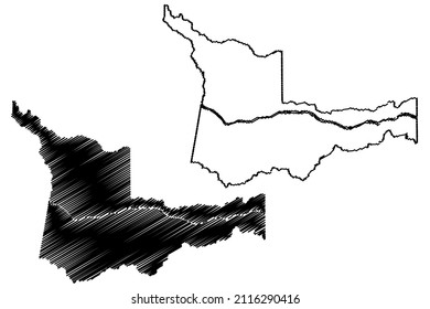 Japura municipality (Amazonas state, Municipalities of Brazil, Federative Republic of Brazil) map vector illustration, scribble sketch Japura map