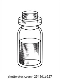 jar com óleo aromático, cosméticos. ilustração vetorial em estilo de esboço.
