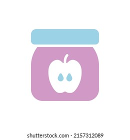 Jar of baby food with apple puree vector glyph icon. Graph symbol for children and newborn babies web site and apps design, logo, app, UI