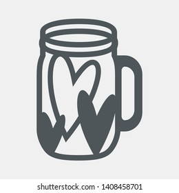 Jar bank mug heart valentine day love quality vector illustration cut