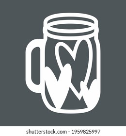 Jar bank mug heart valentine day love quality vector illustration cut