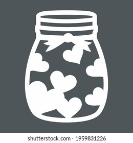 Jar bank mug heart valentine day love quality vector illustration cut