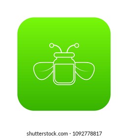 Jar of bee honey icon green vector isolated on white background