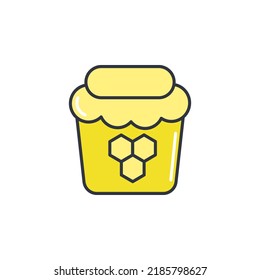 Jar der Bienenhoniglinie Symbol Vektorgrafik. Logo natürliches Ökoprodukt der Imkerei. Honigwaben, Propolis und Nektar. Gesunde Bio-Lebensmittel, einzelne Vektorgrafik. Nahrungswebelement