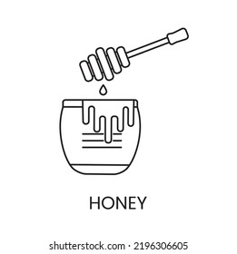 A jar of bee honey line icon, vector illustration.