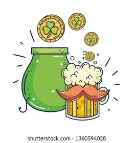 jar beer and clovers coins saint patrick day