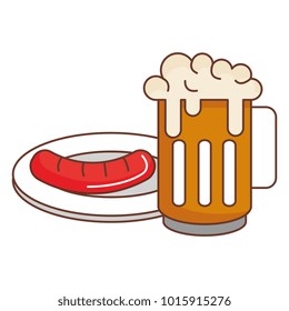 jar beer fresh and sausage vector illustration design