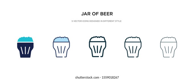 jar of beer icon in different style vector illustration. two colored and black jar of beer vector icons designed in filled, outline, line and stroke style can be used for web, mobile, ui