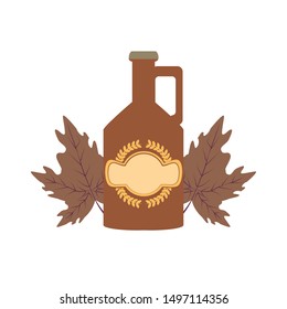 jar of beer with leaf oktoberfest festival icon