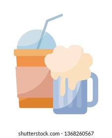 jar beer with milkshake isolated icon