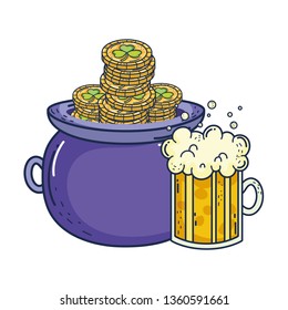 jar beer and treasure cauldron saint patrick day