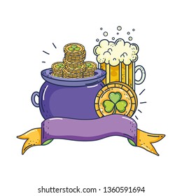 jar beer and treasure cauldron saint patrick day