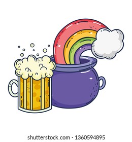 jar beer and treasure cauldron saint patrick day