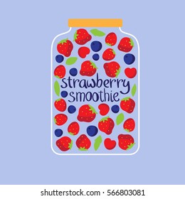 Jar with berries and smoothie. Vector illustration