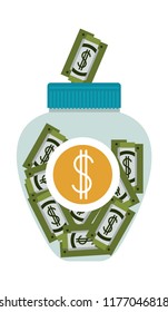 jar with bills money