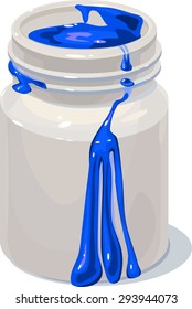 jar of blue paint