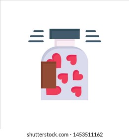 Jar, Bottle, Cookies, Heart, Valentine  Flat Color Icon. Vector icon banner Template