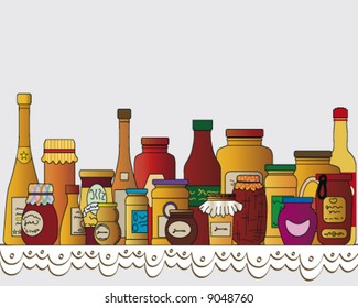 Jar and bottle - Shelf with jam and juice