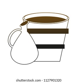 Jar and bucket in yellow lines