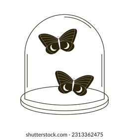 Jar con ilustración vectorial de mariposa. Elemento de esquema.