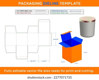 Jar Candle Box Dieline Template design