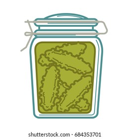 Jar with canned cucumbers