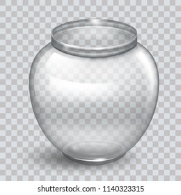 Jar for canning and preserving. Vector Illustration isolated. Empty transparent glass jar. Round Shape Glass Canister. Eps 10