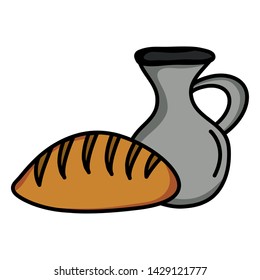 jar canteen pot with bread