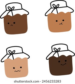 Jar Charm Vector: Cute and Simple Brown Object Illustration with Emoticon | Creative Projects