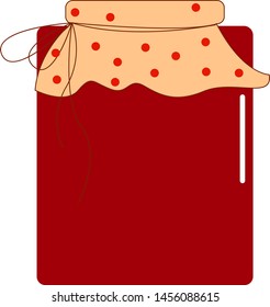 Jar of cherry jam, illustration, vector on white background.