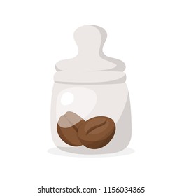Jar with coffee beans isolated on white background