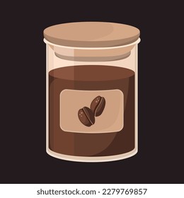 Icono de jarra de café. Arte plano. Fondo oscuro. Objeto aislado. Textura vectorial. Tarjeta. Símbolo. Producto. Ilustración coloreada.