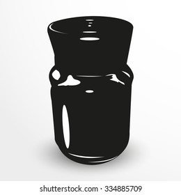 A jar of coffee. Vector illustration. Black and white view