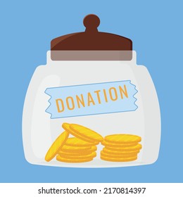 Jar with coins, donation, charity concept, donation icons