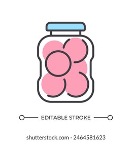 Jar with coins RGB color icon. Financial savings. Budget management. Saving money. Financial planning and security. Isolated vector illustration. Simple filled line drawing. Editable stroke