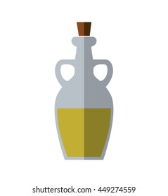 Jar concept represented by olive oil inside bottle of glass icon. isolated and flat illustration 