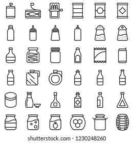 Jar Container Bottle Processed Food Container Icon Set Outline Design Vector.editable Stroke.