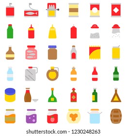 jar container bottle processed food container icon set flat design vector.