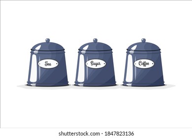 Jar, container for sugar, tea, coffee on an isolated white background. Cooking utensils. Cooking.